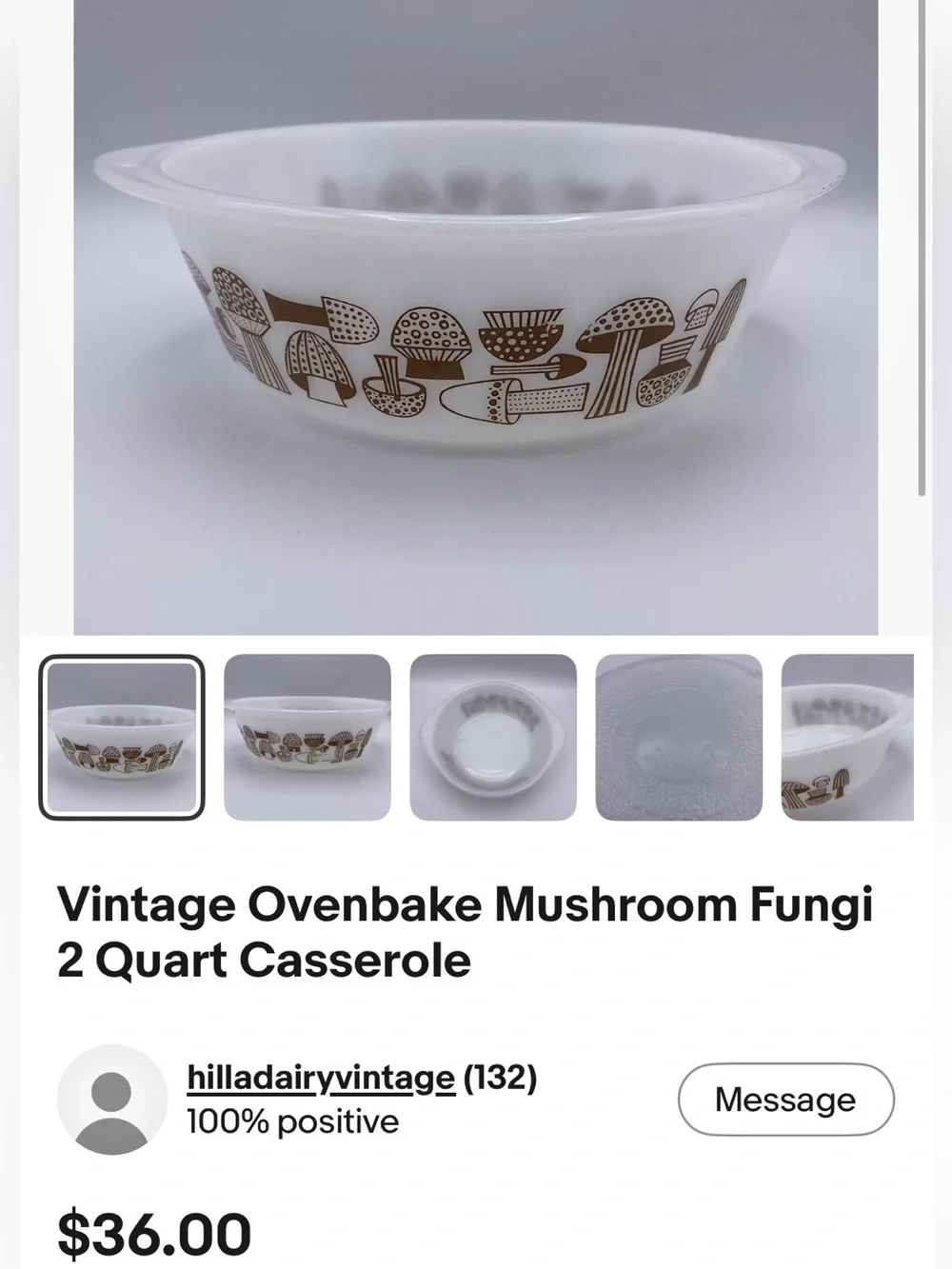 Glasbake 1Qt Vintage Oval Ovenware. USA Jeanette Glass. 1950s
